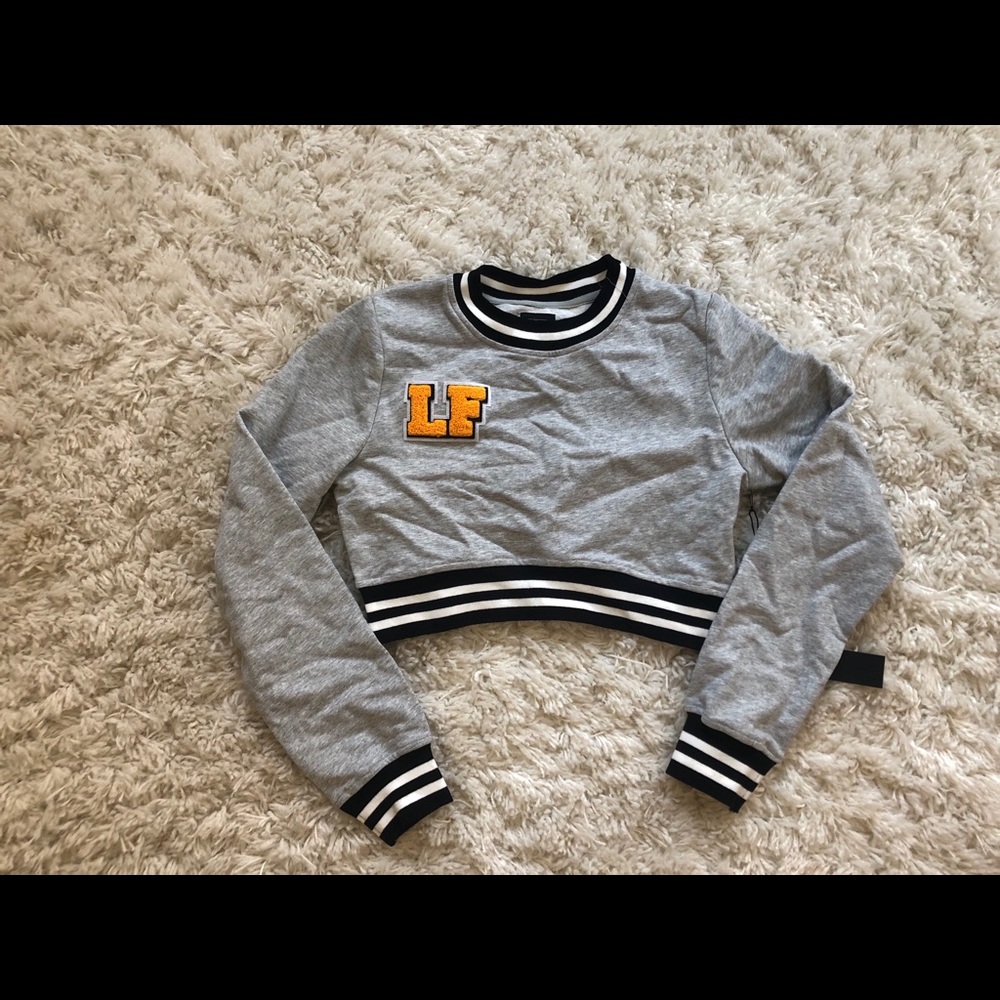 LF Grey Cropped Crewneck